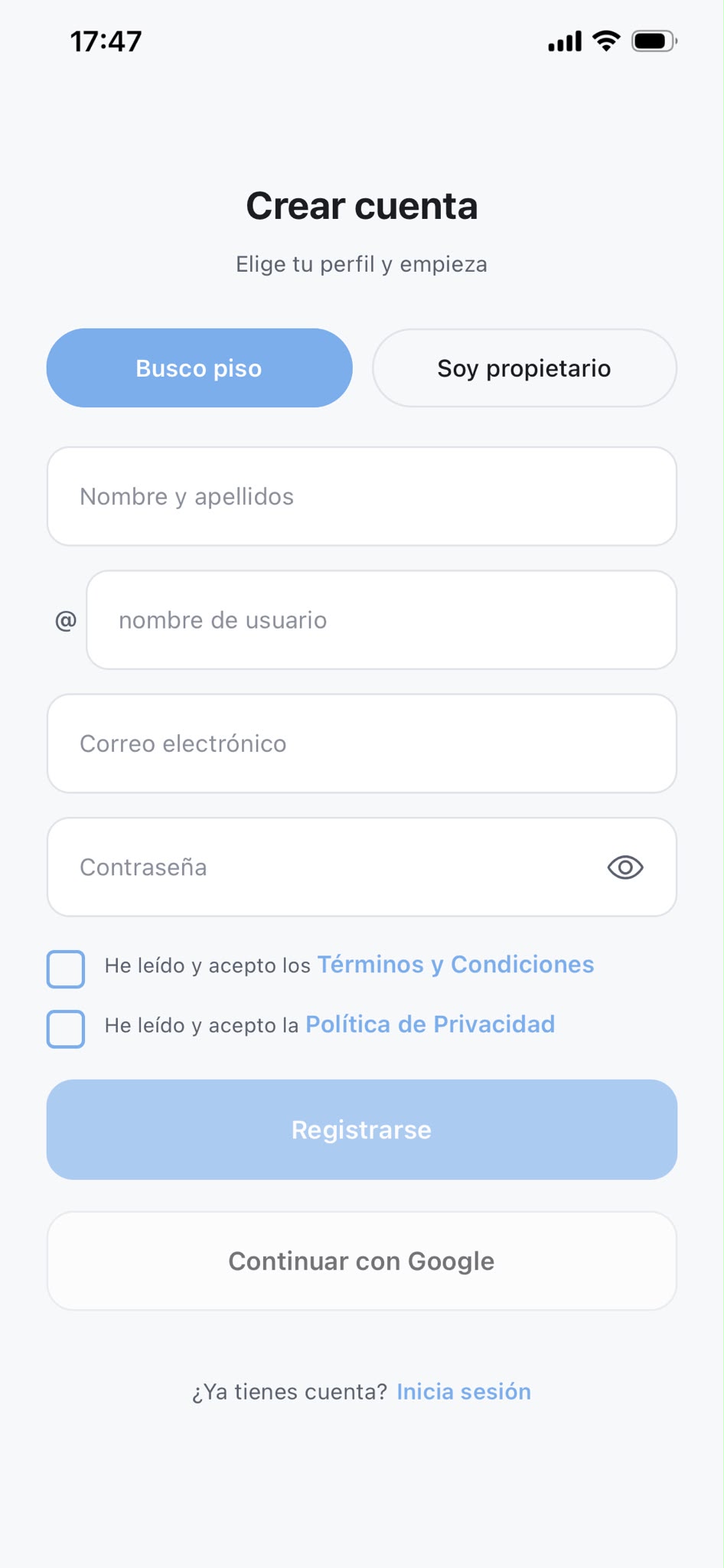 Pantalla de la app doMate